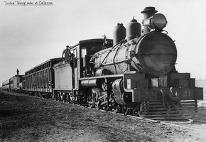 circa 1930,Central Australia Railway NM 21 on Limited taking water at Callanna