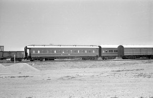 12.1971 Port Augusta - composite situp car AB17 on marree train + mail van in foreground