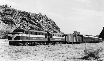 The narrow gauge Ghan at Alice Springs, circa 1960s